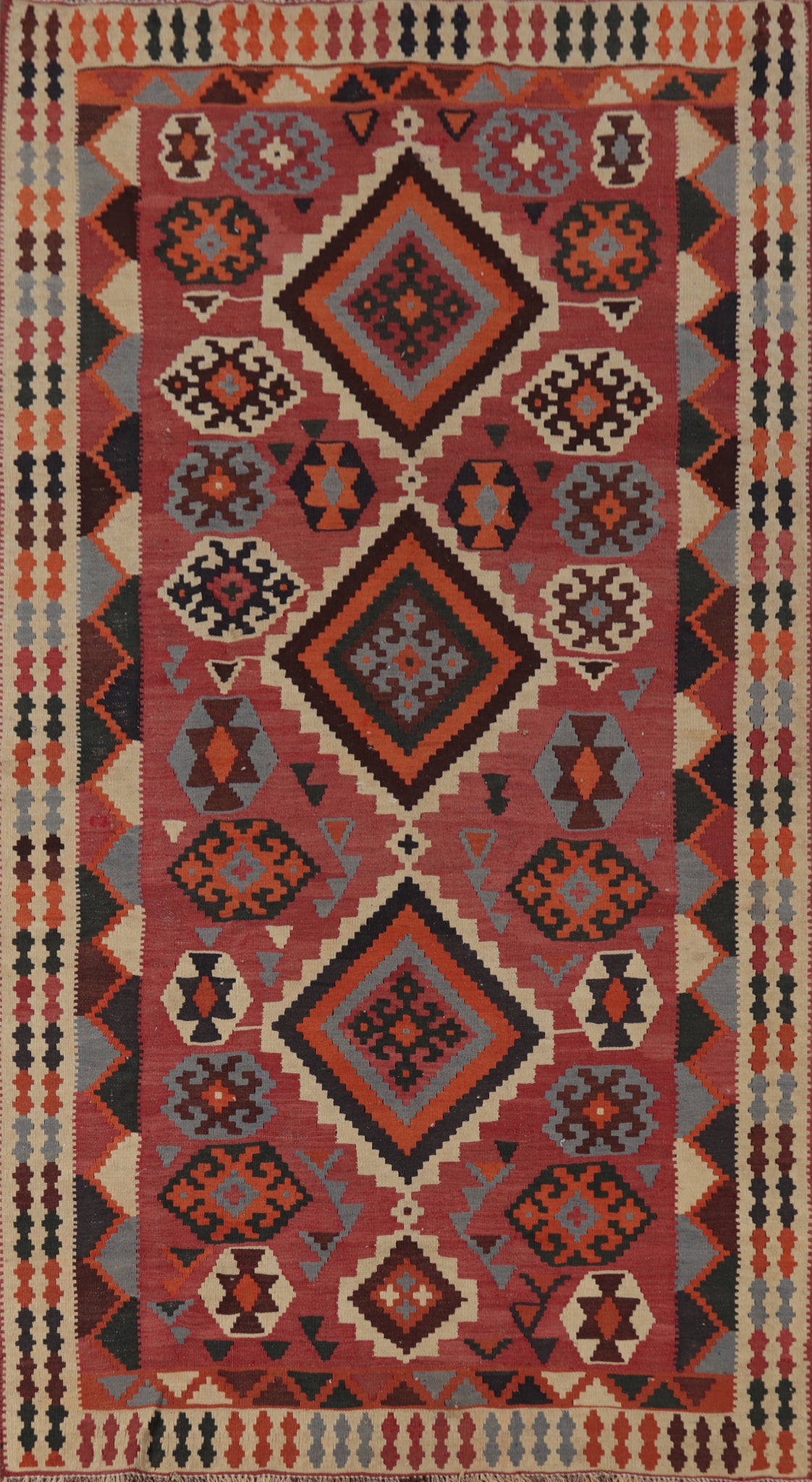 Vegetable Dye Kilim Qashqai Persian Area Rug 5x9