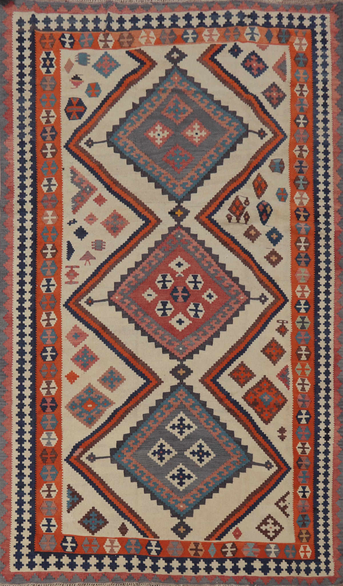 Vegetable Dye Kilim Qashqai Persian Area Rug 6x9