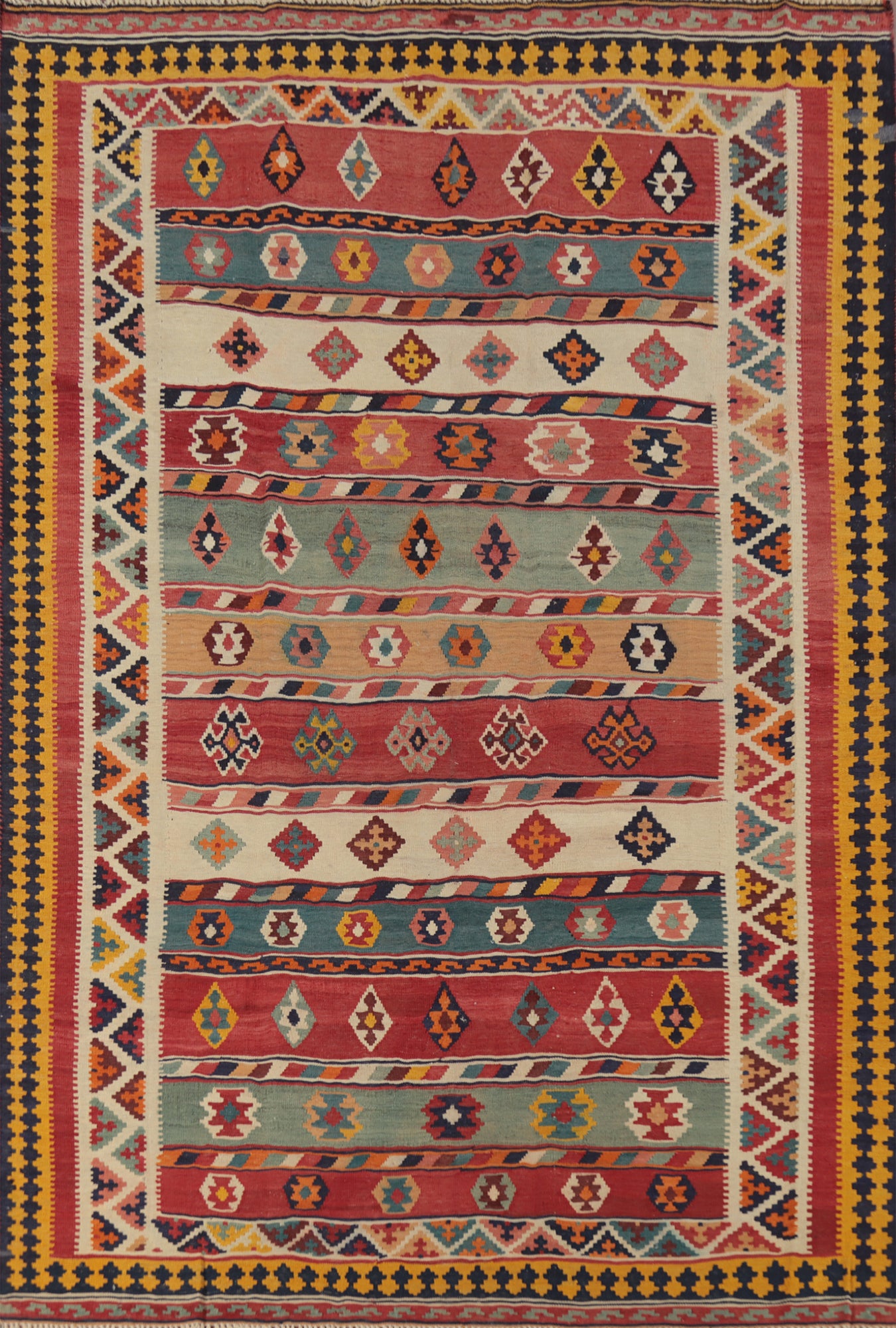 Vegetable Dye Kilim Qashqai Persian Area Rug 5x8