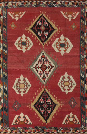 Vegetable Dye Kilim Qashqai Persian Area Rug 5x8