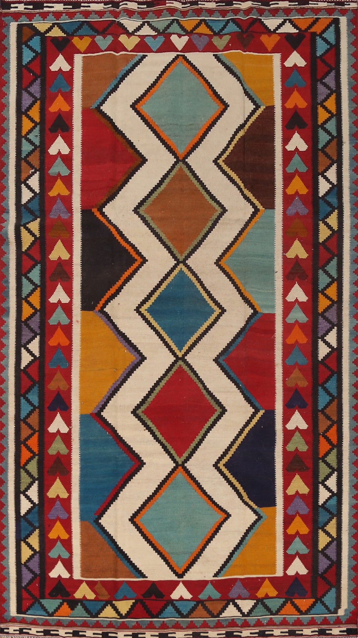 Vegetable Dye Kilim Qashqai Persian Area Rug 5x9