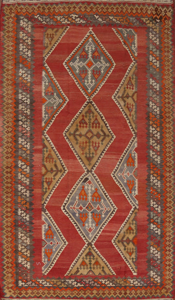 Antique Vegetable Dye Kilim Qashqai Persian Area Rug 6x10