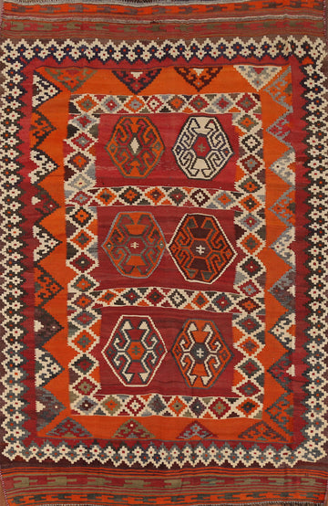 Vegetable Dye Kilim Qashqai Persian Area Rug 5x8