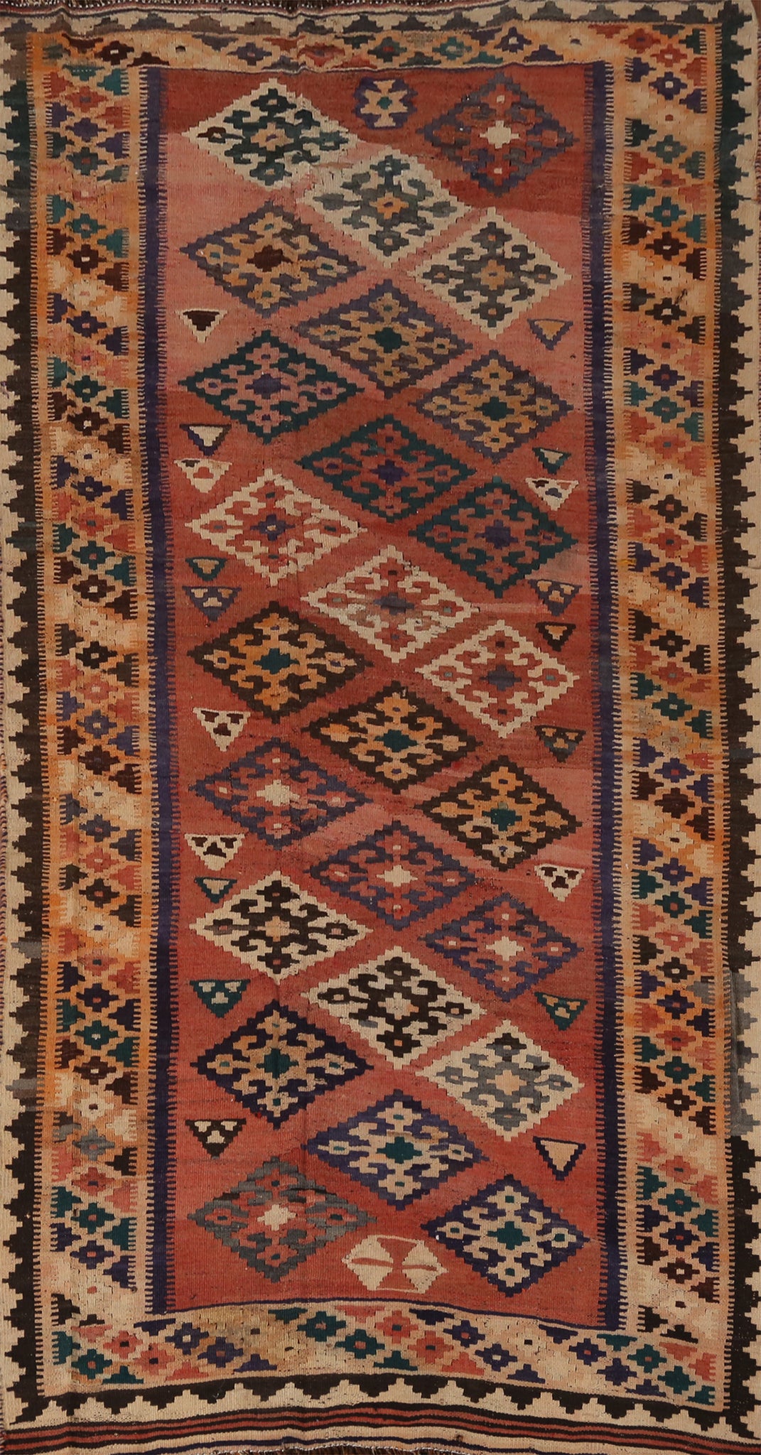 Vegetable Dye Kilim Qashqai Persian Area Rug 5x9