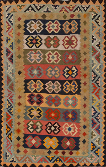 Vegetable Dye Kilim Qashqai Persian Area Rug 5x8