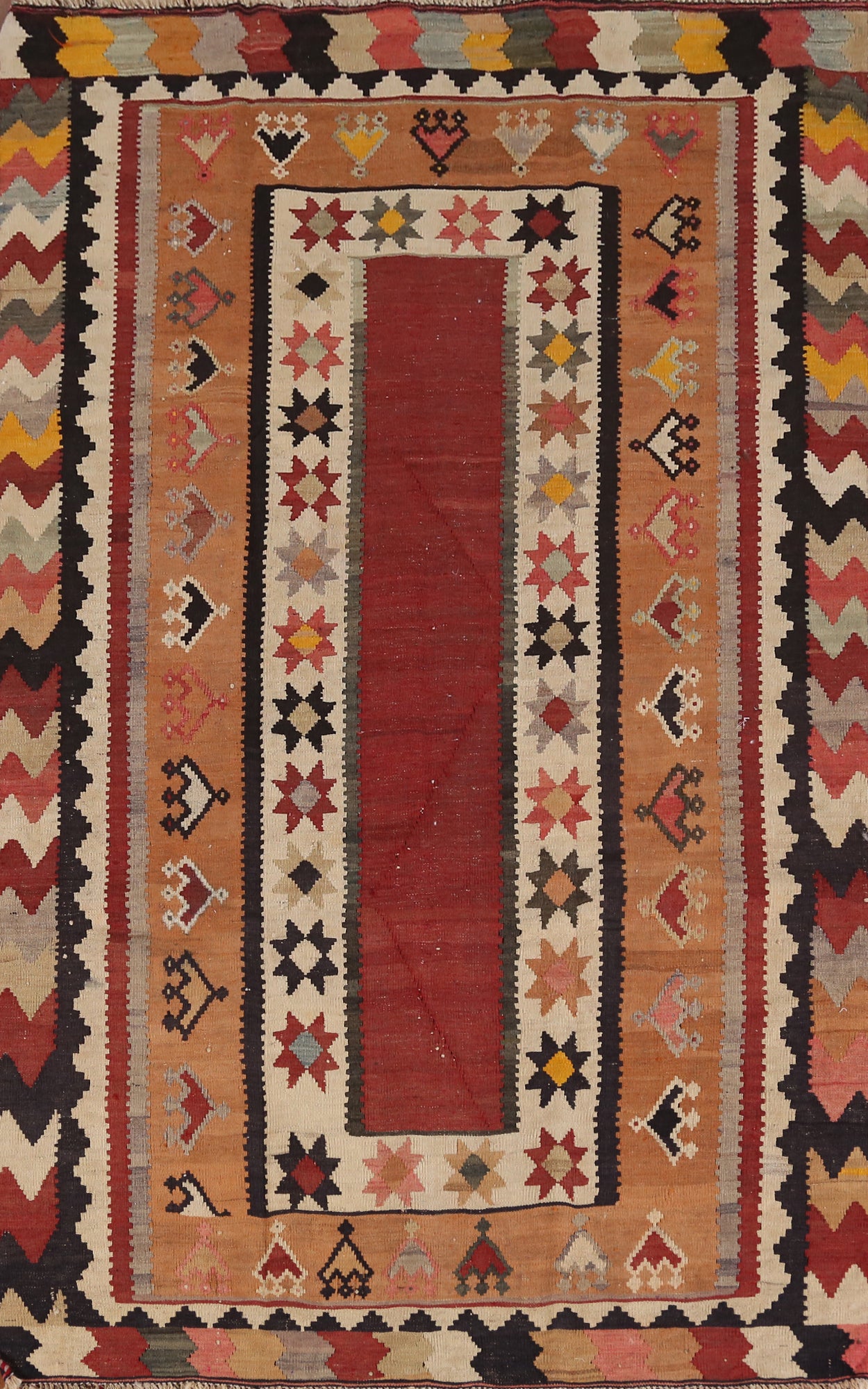 Vegetable Dye Kilim Qashqai Persian Rug 4x7