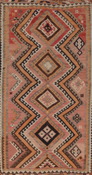 Antique Vegetable Dye Kilim Qashqai Persian Area Rug 5x9