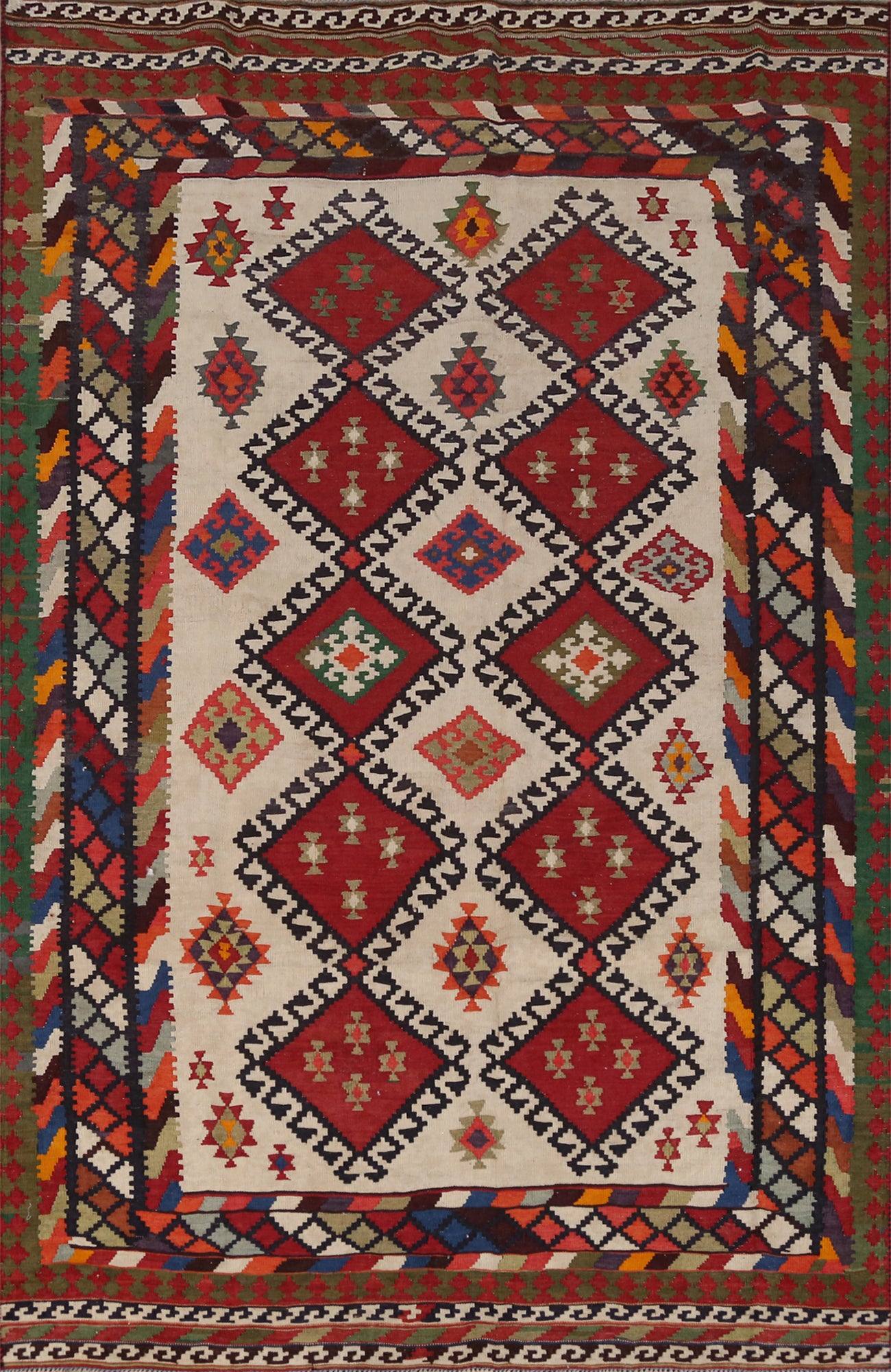 Vegetable Dye Kilim Qashqai Persian Area Rug 5x8