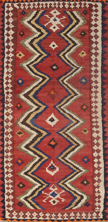 Vegetable Dye Kilim Qashqai Persian Runner Rug 4x9