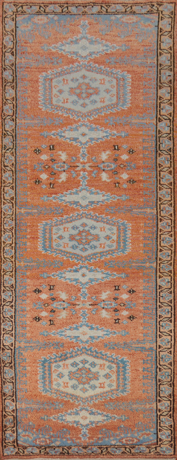 Geometric Heriz Serapi Indian Runner Rug 3x8