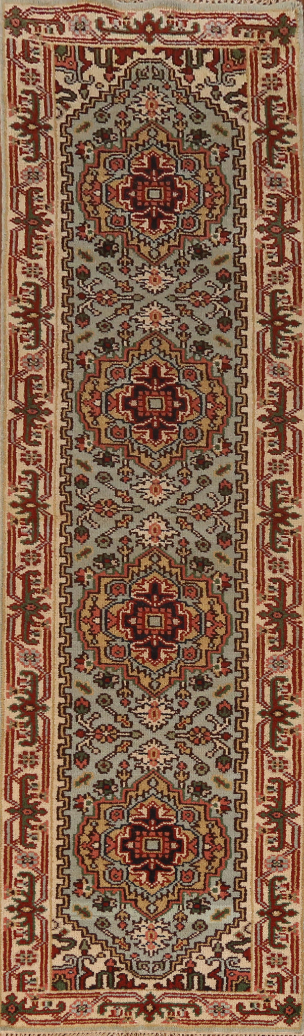 Geometric Heriz Serapi Indian Runner Rug 2x10