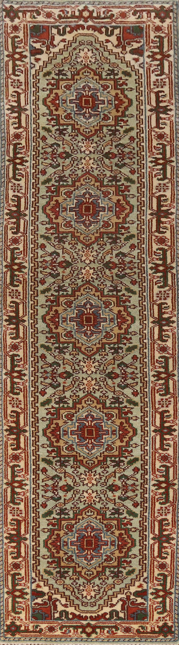 Geometric Heriz Serapi Indian Runner Rug 3x12