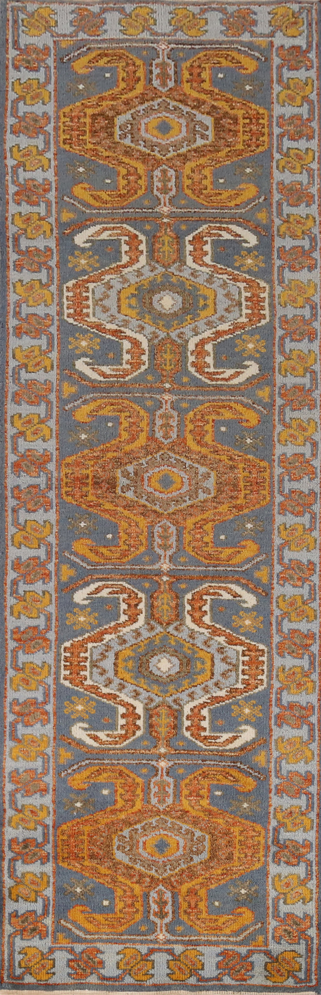 Geometric Heriz Serapi Indian Runner Rug 2x10