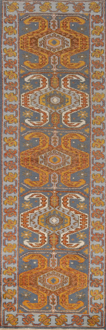 Geometric Heriz Serapi Indian Runner Rug 2x10