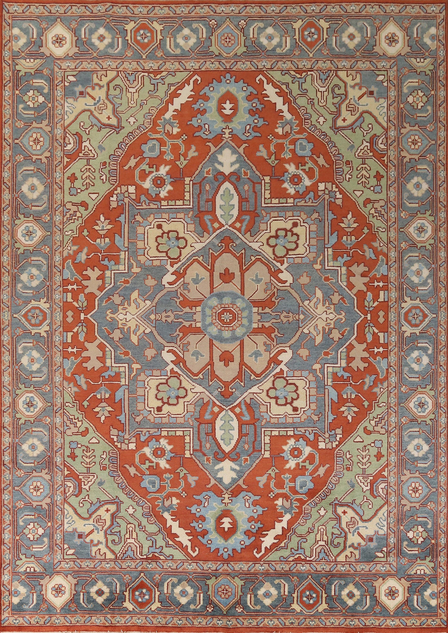 Geometric Heriz Serapi Indian Area Rug 9x12