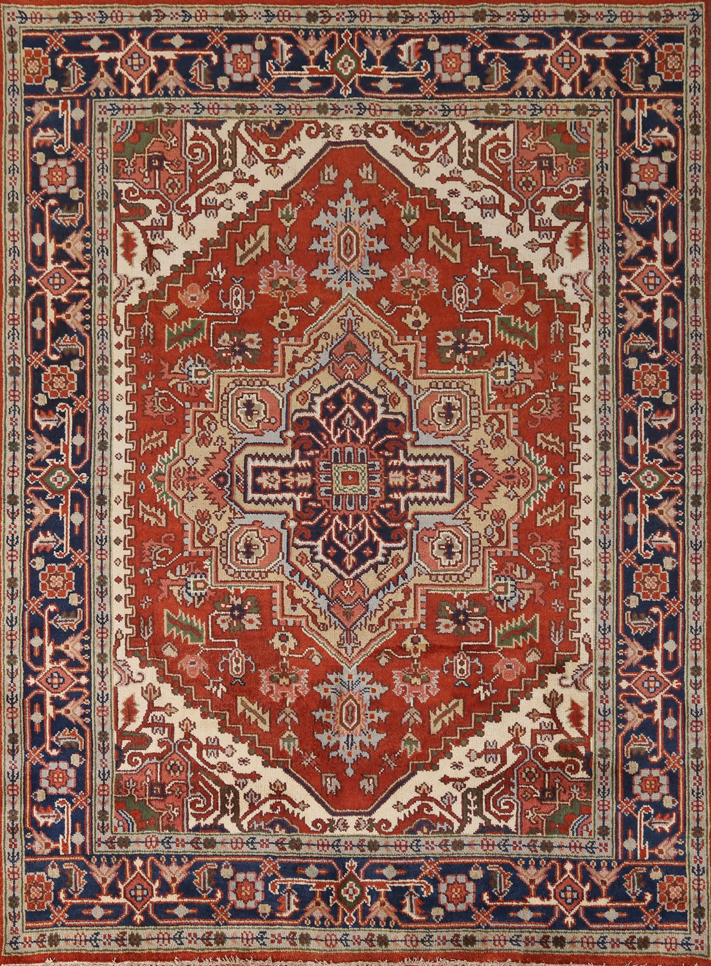 Geometric Heriz Serapi Indian Area Rug 8x10