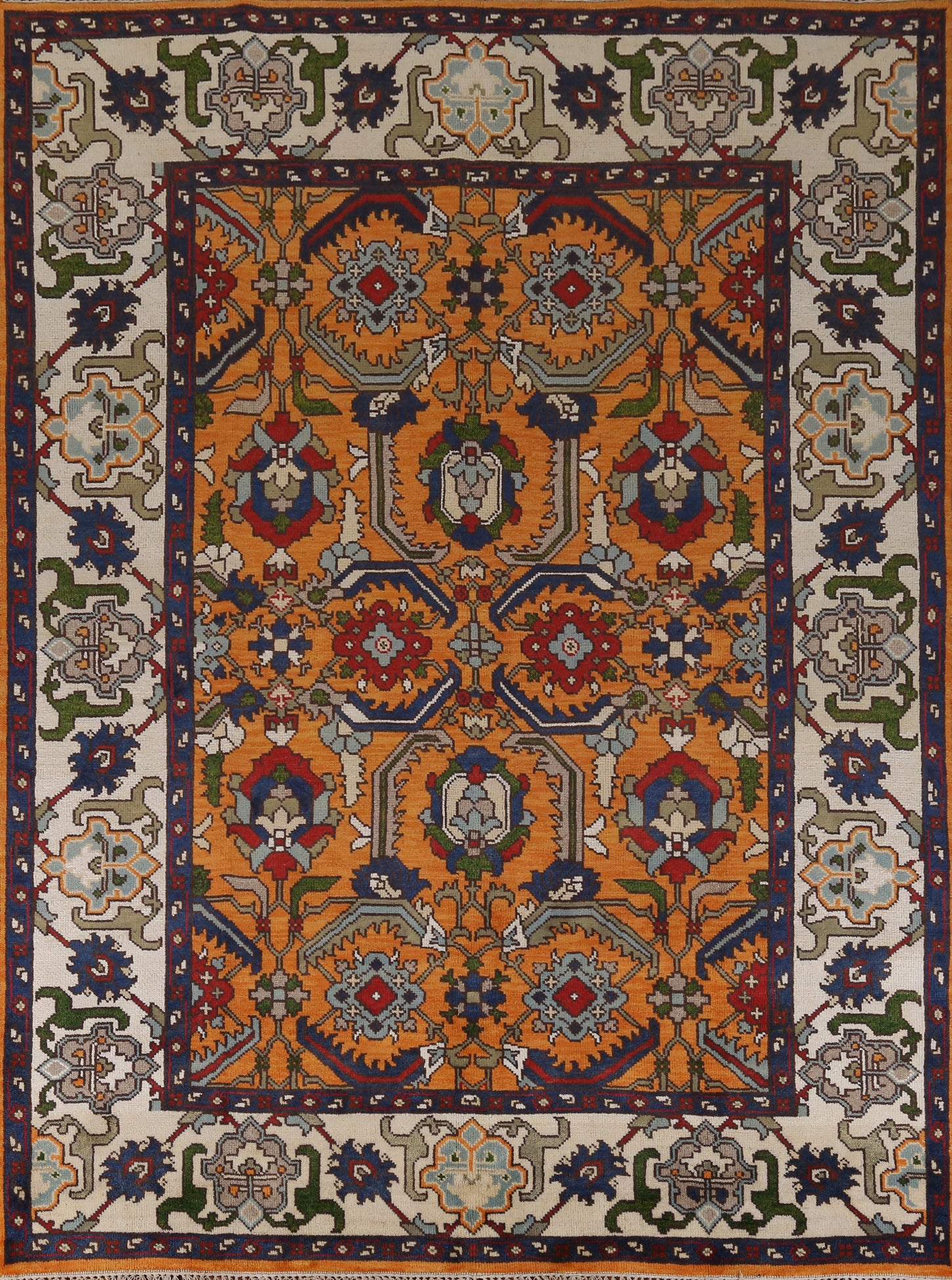 Orange Wool Heriz Serapi Indian Area Rug 8x10