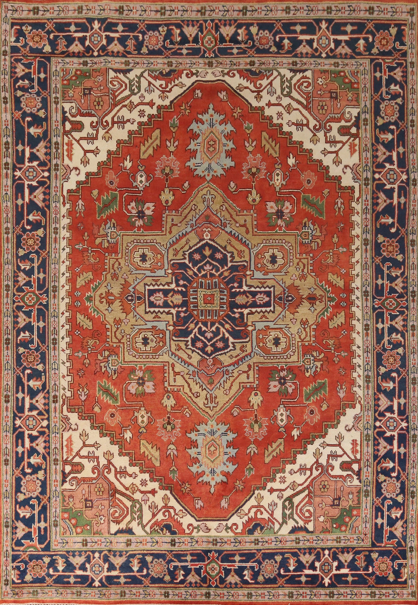 Geometric Heriz Serapi Indian Area Rug 9x12