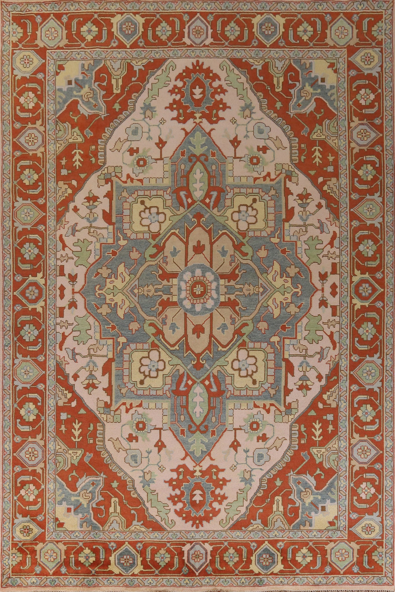 Geometric Heriz Serapi Indian Large Rug 10x14