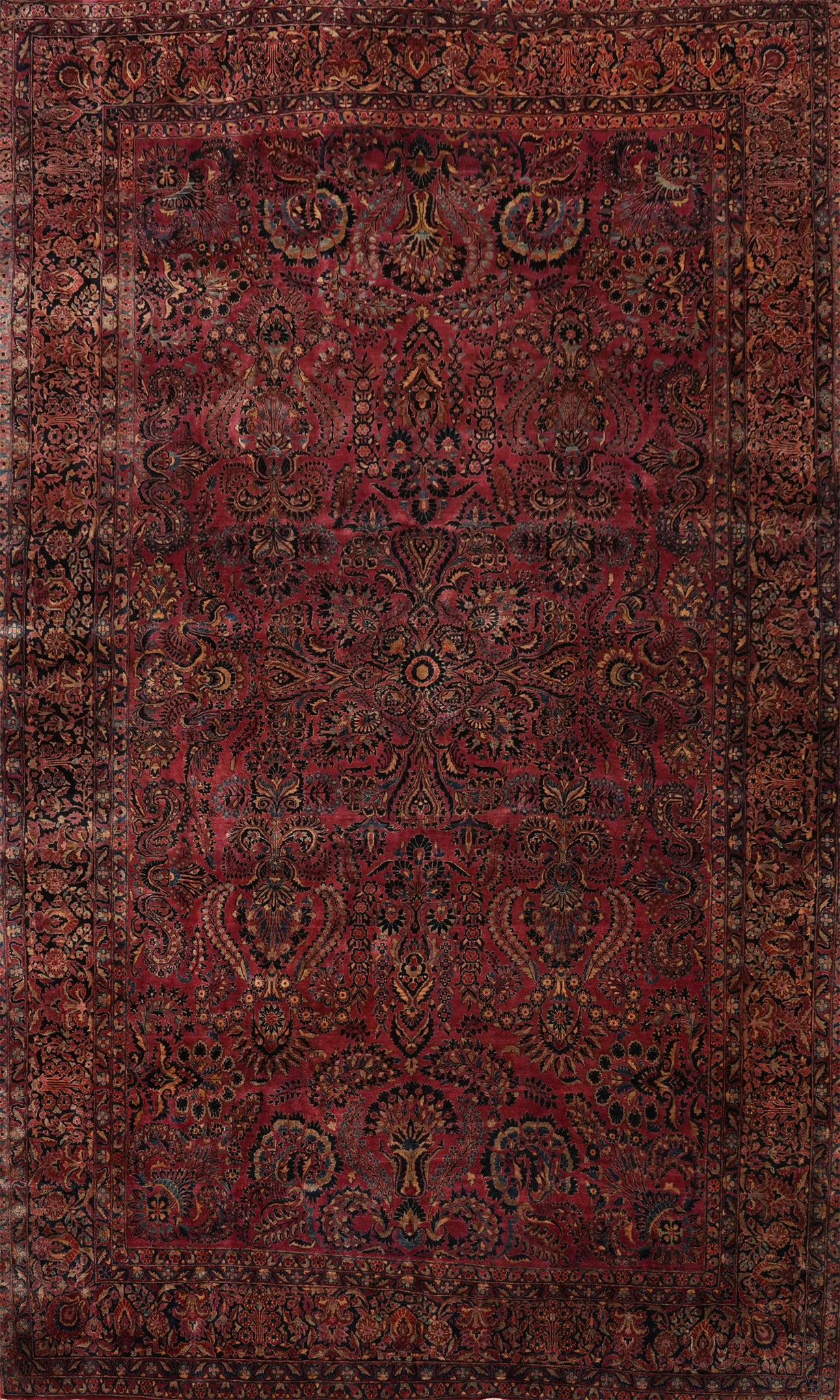 Vegetable Dye Antique Sarouk Persian Large Rug 13x19