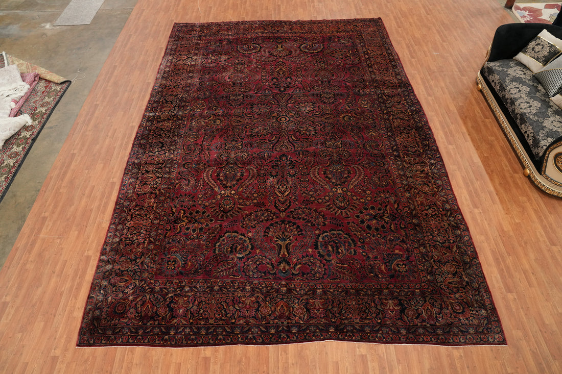 Vegetable Dye Antique Sarouk Persian Large Rug 13x19