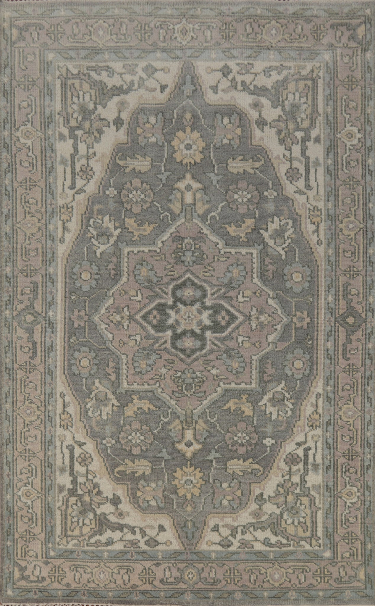 Handmade Gray Oushak Indian Area Rug 6x9