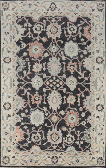 Charcoal Wool Handmade Oushak Indian Area Rug 6x9