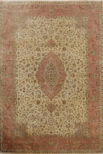 Vegetable Dye Floral Tabriz Persian Large Rug 12x17