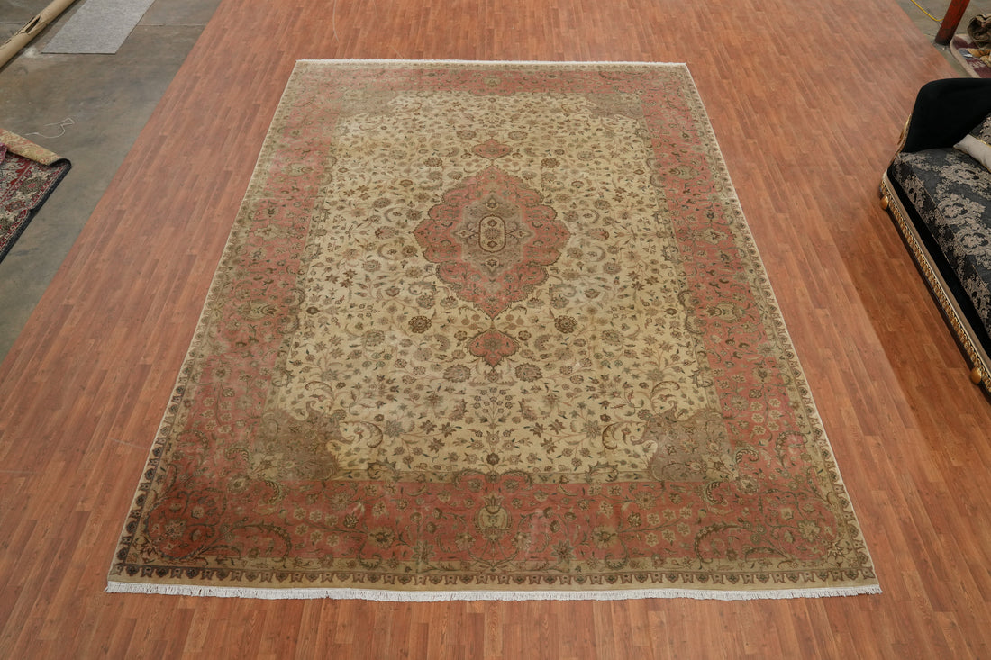 Vegetable Dye Floral Tabriz Persian Large Rug 12x17