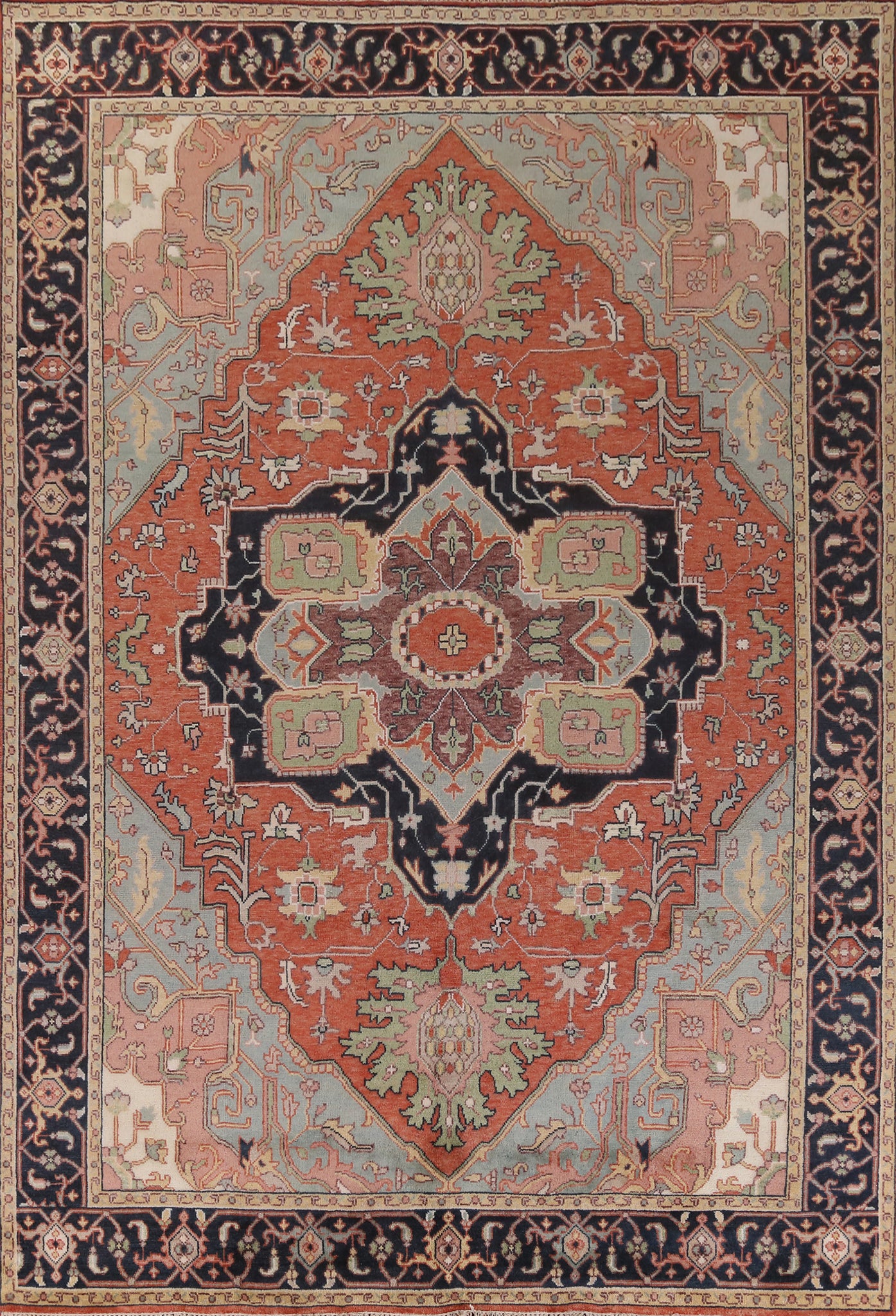 Geometric Heriz Serapi Indian Area Rug 10x13