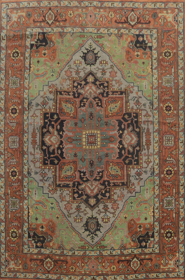 Geometric Wool Heriz Serapi Indian Area Rug 9x12
