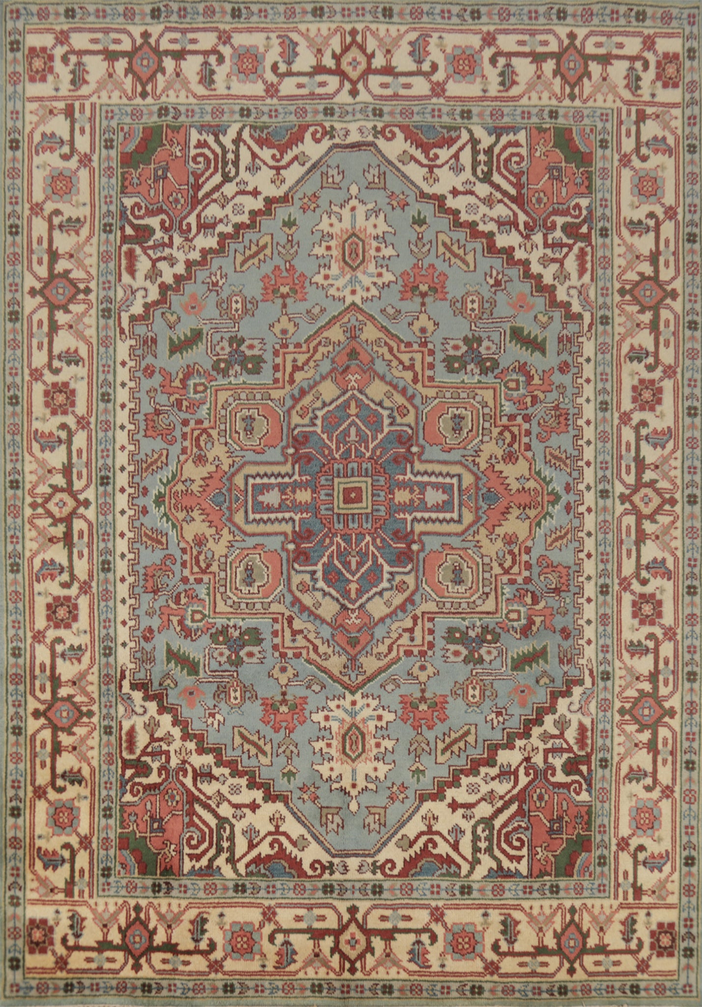 Light Blue Wool Heriz Serapi Indian Area Rug 8x10