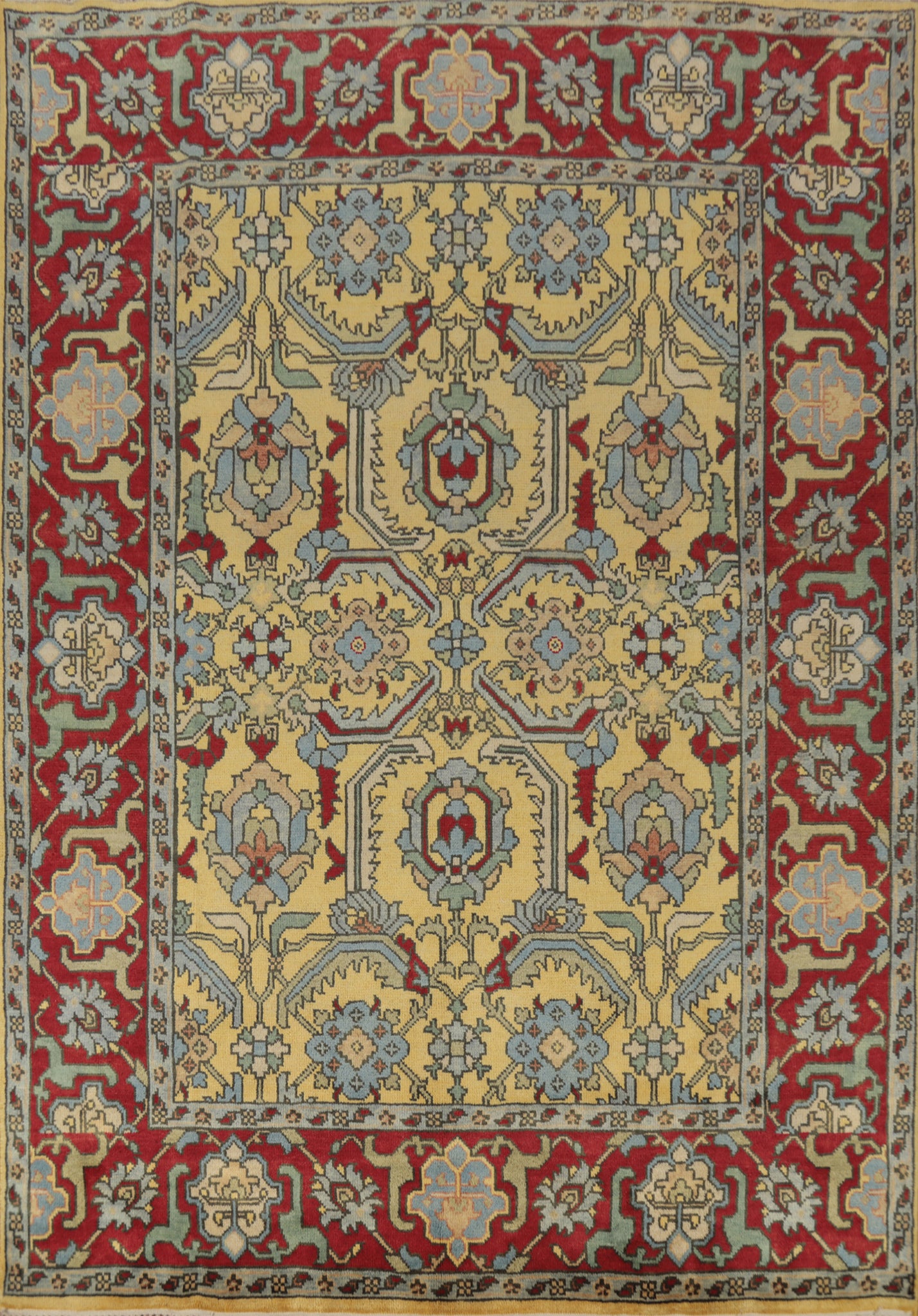 Handmade Wool Yellow Heriz Serapi Indian Area Rug 8x10