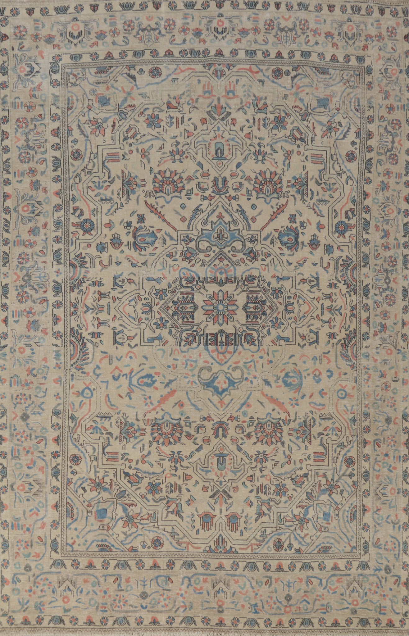 Distressed Wool Tabriz Persian Area Rug 6x9