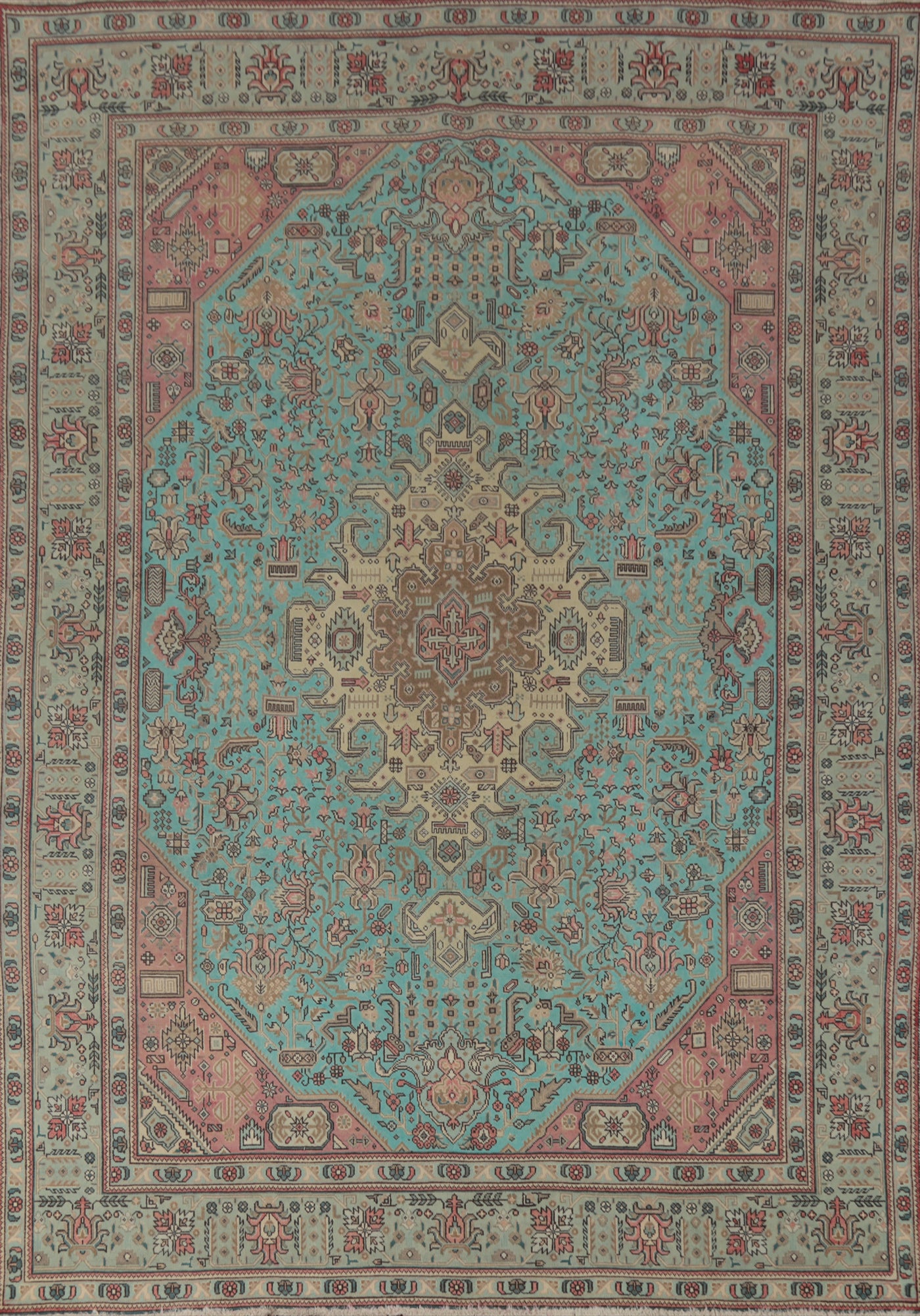 Turquoise Blue Tabriz Persian Area Rug 8x11