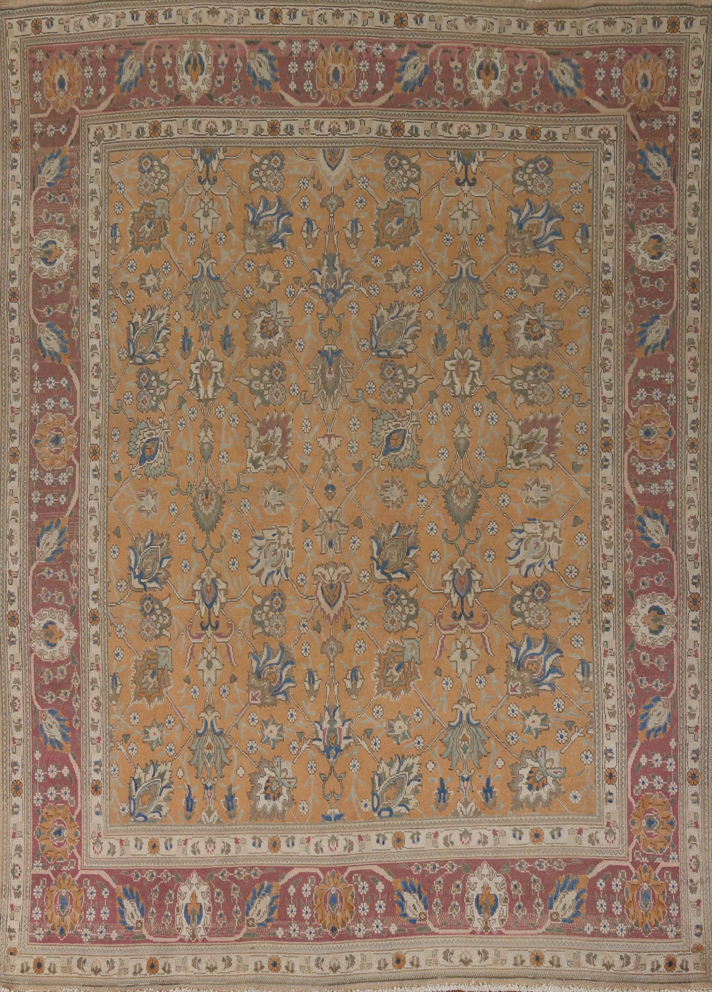 Vintage Floral Wool Tabriz Persian Area Rug 8x11