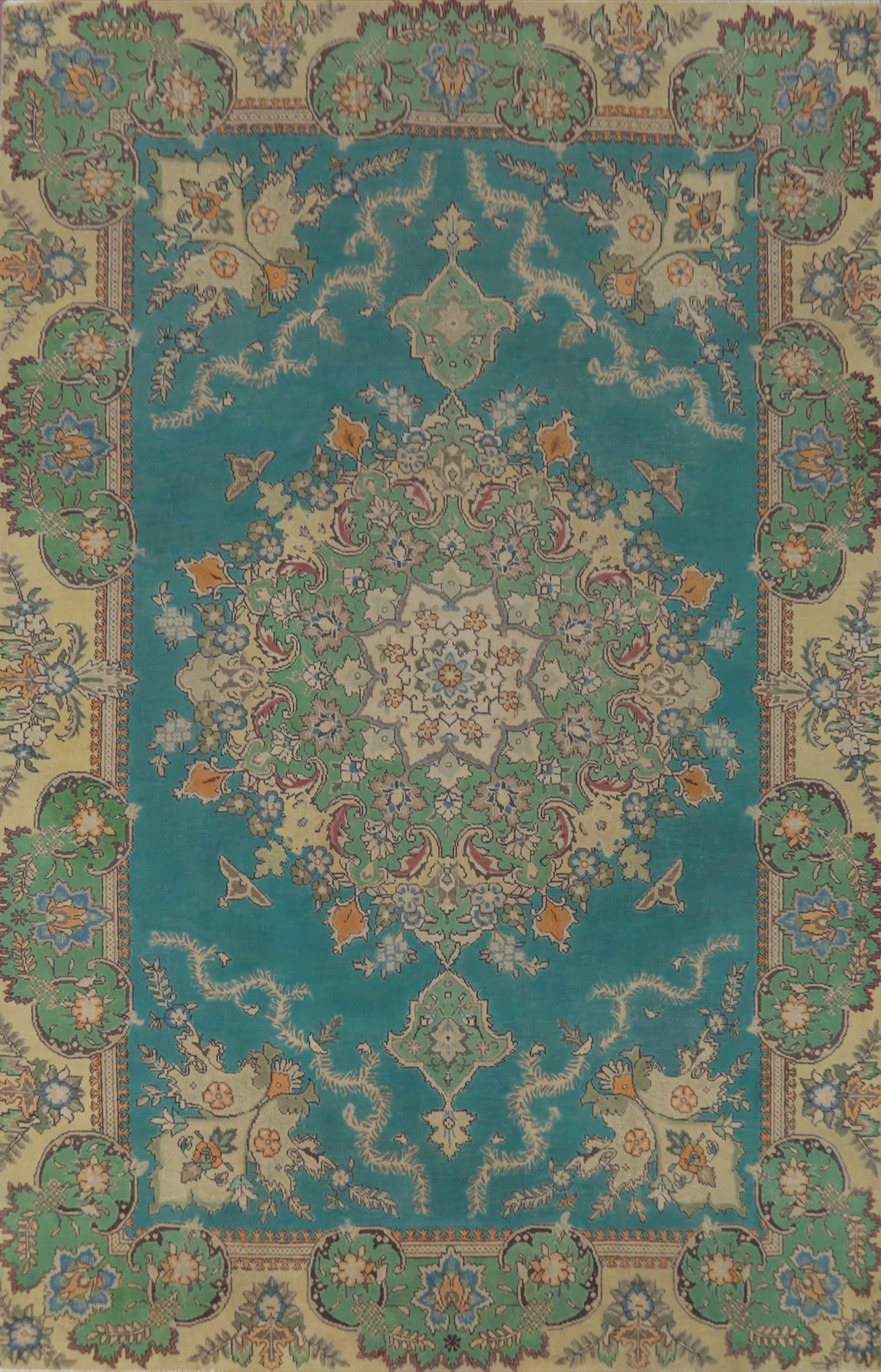 Handmade Blue Tabriz Persian Area Rug 7x10