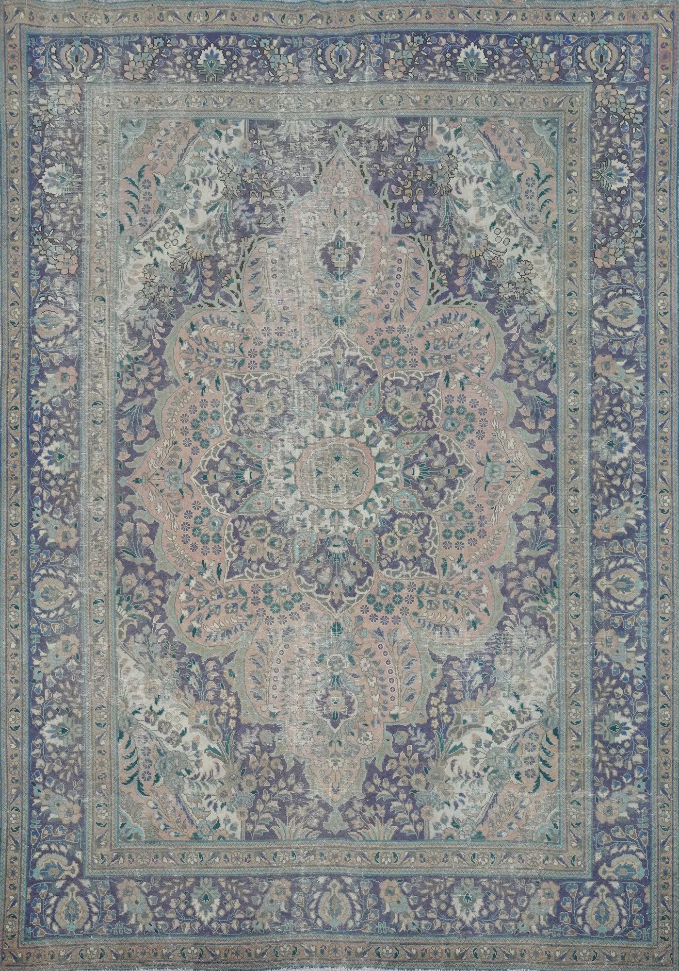 Vintage Pink Floral Tabriz Persian Area Rug 8x11