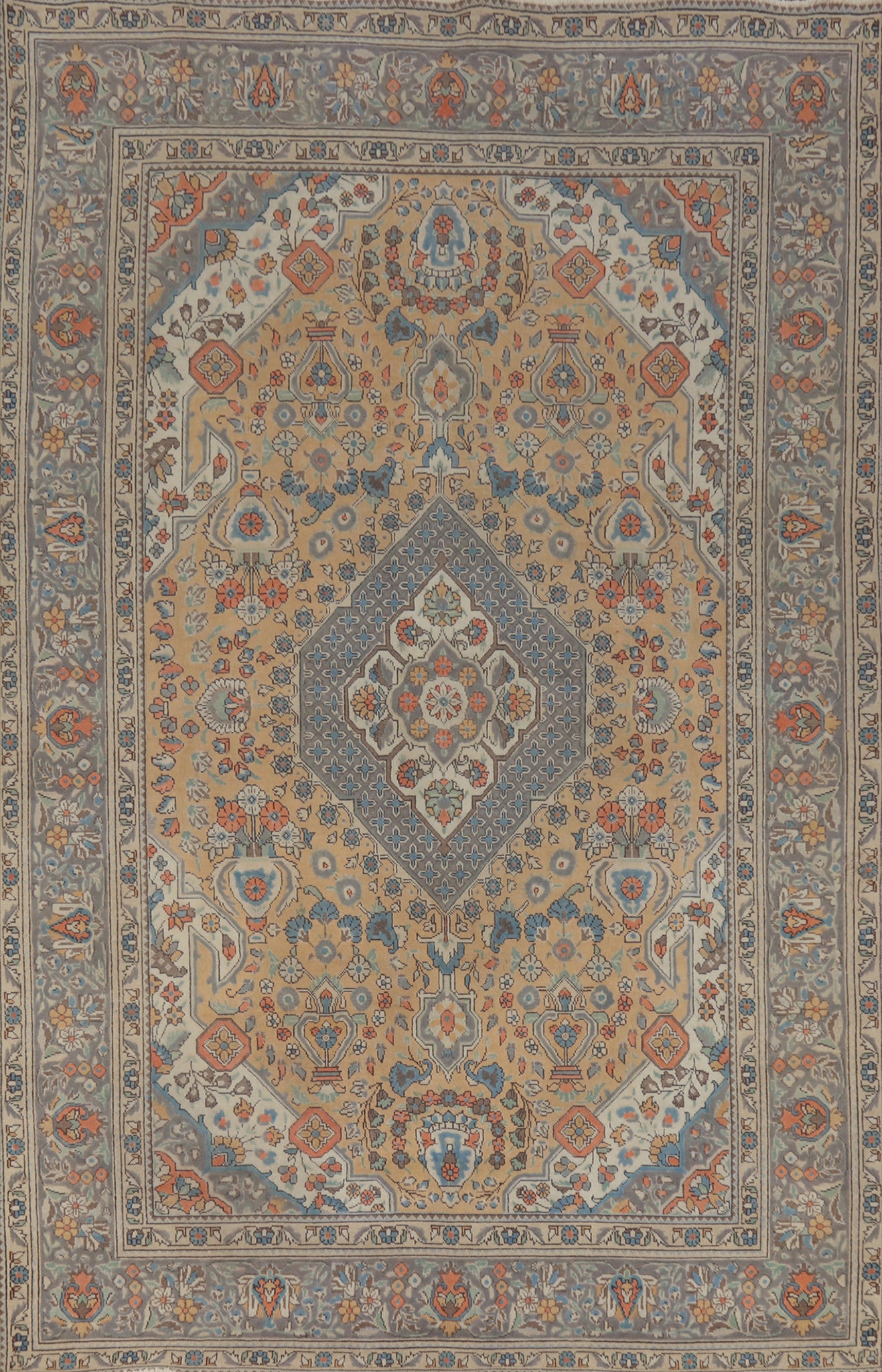 Geometric Wool Tabriz Persian Area Rug 8x11