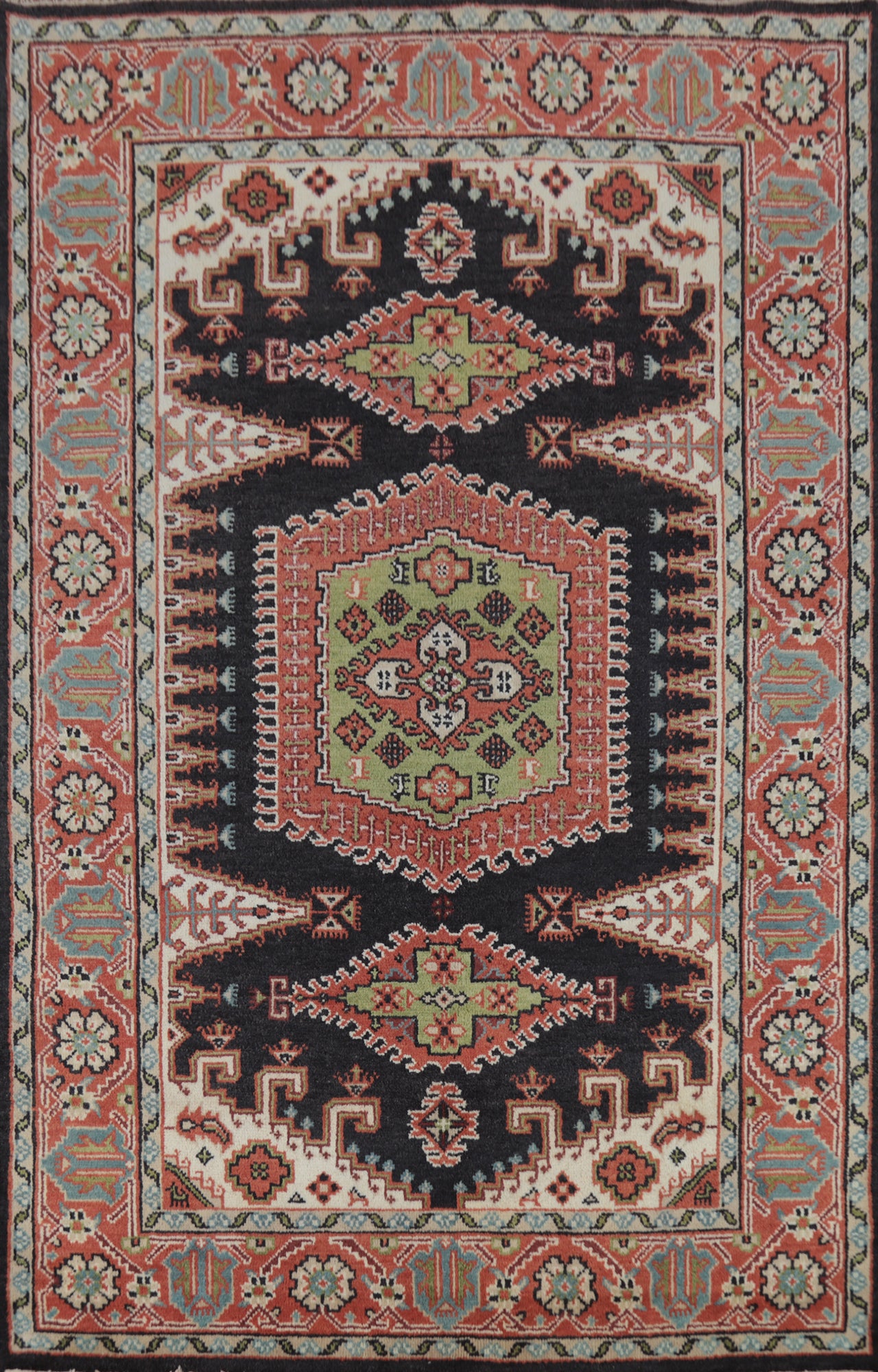 Geometric Viss Indian Area Rug 6x9