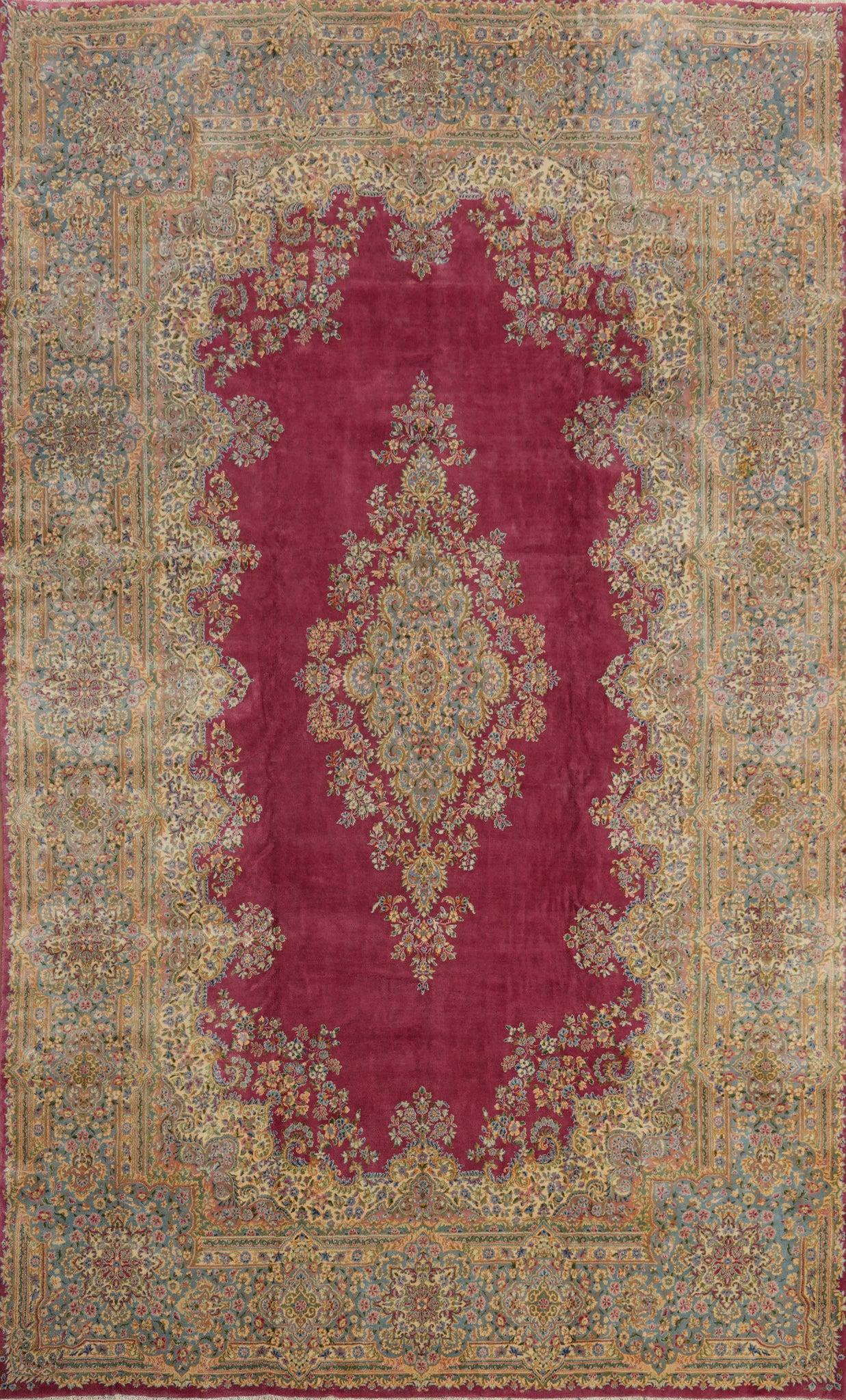Vegetable Dye Kerman Persian Large Rug 12x18