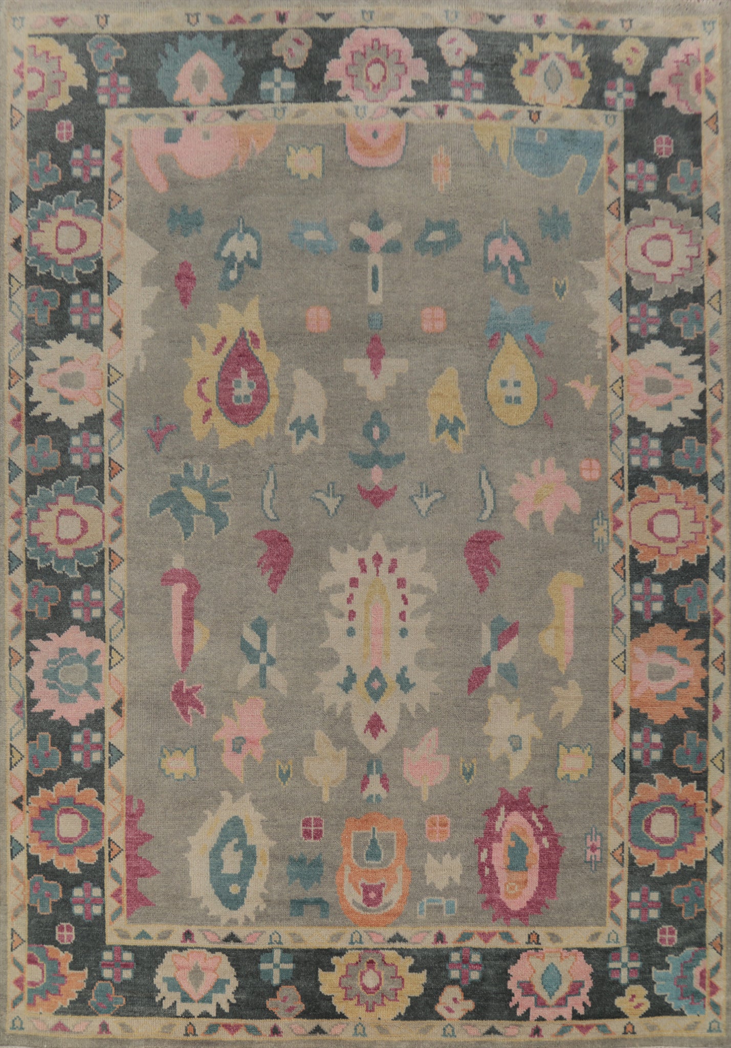 Handmade Gray Oushak Indian Area Rug 9x12