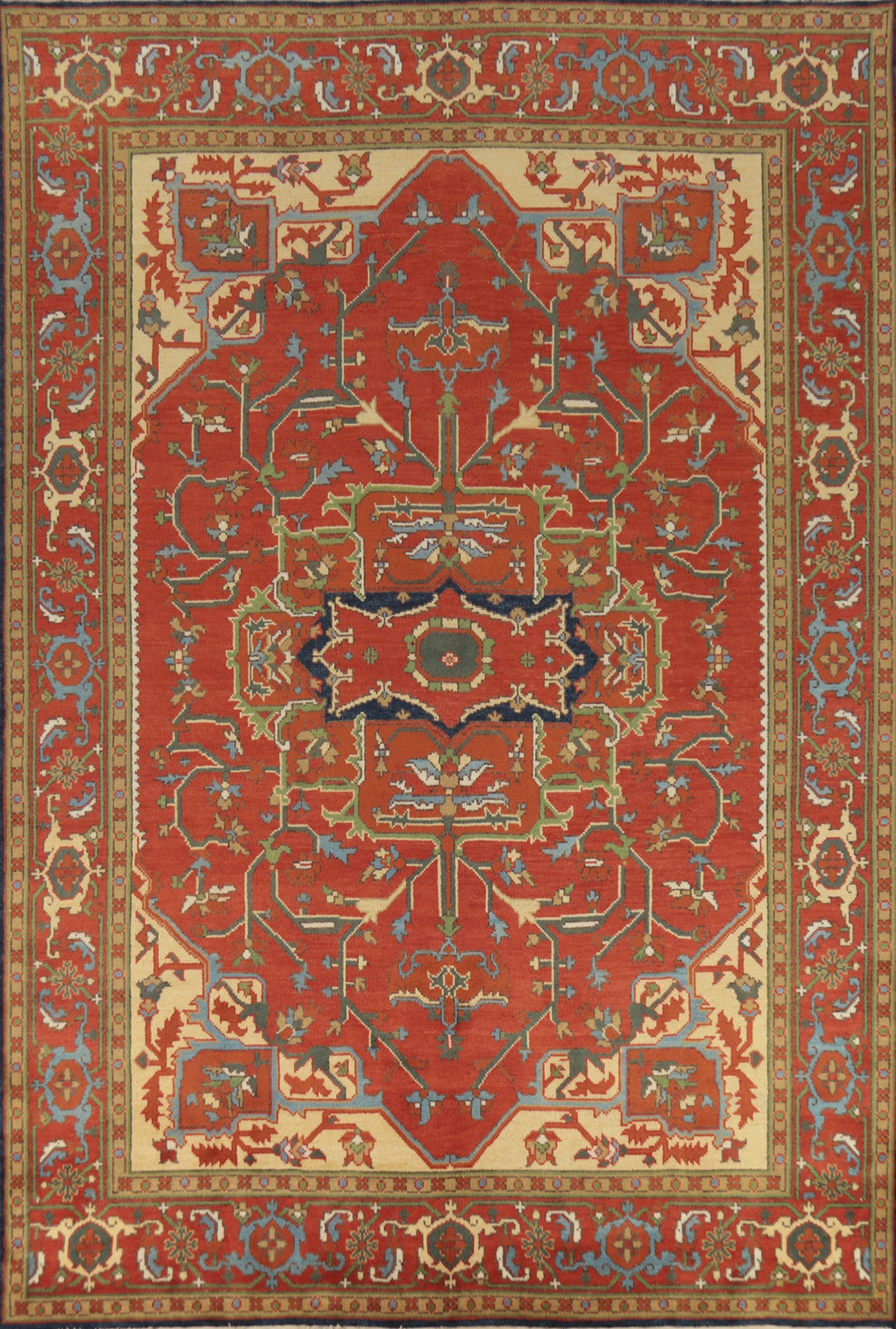 Geometric Heriz Serapi Indian Area Rug 9x12