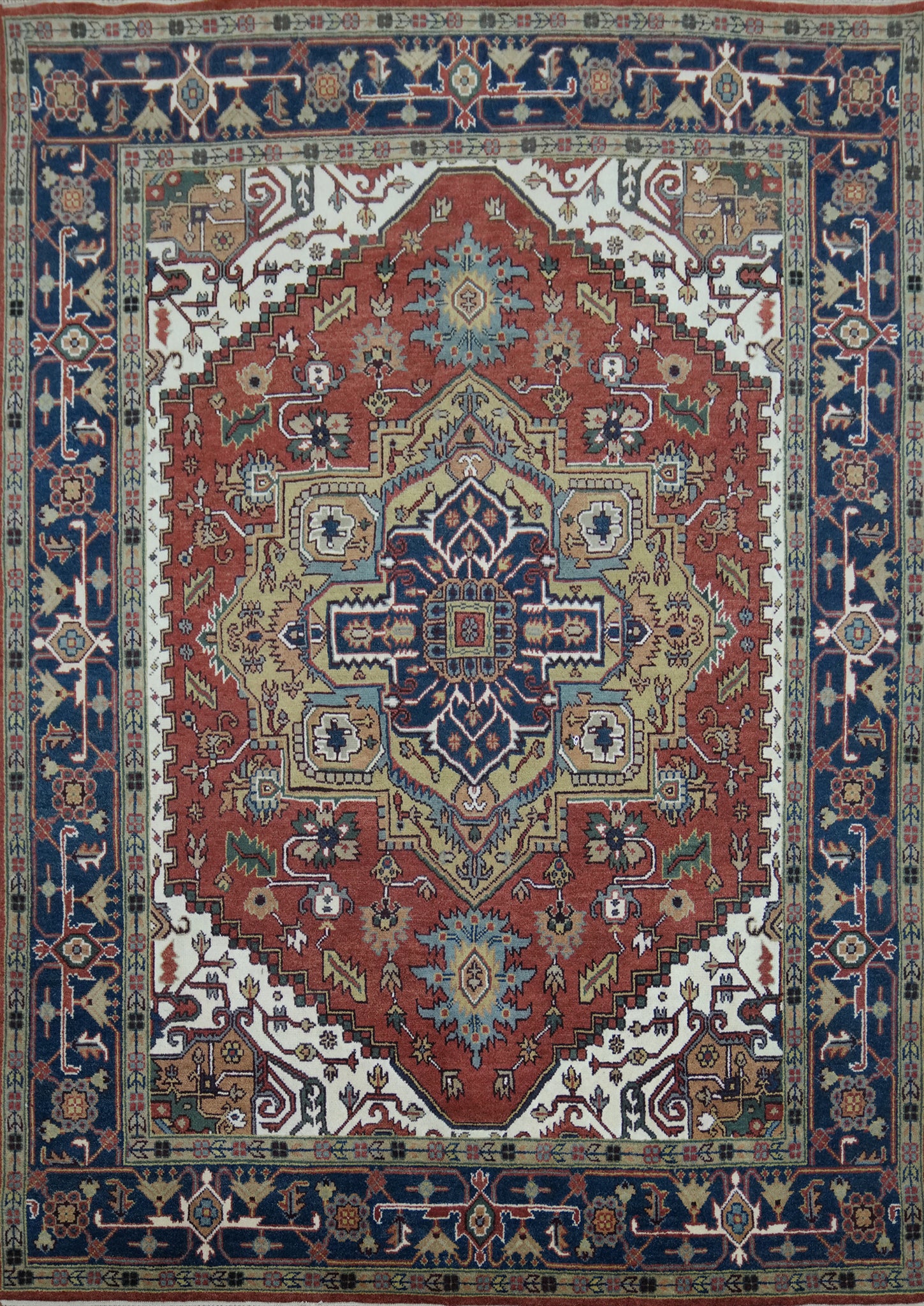 Geometric Heriz Serapi Indian Area Rug 9x12