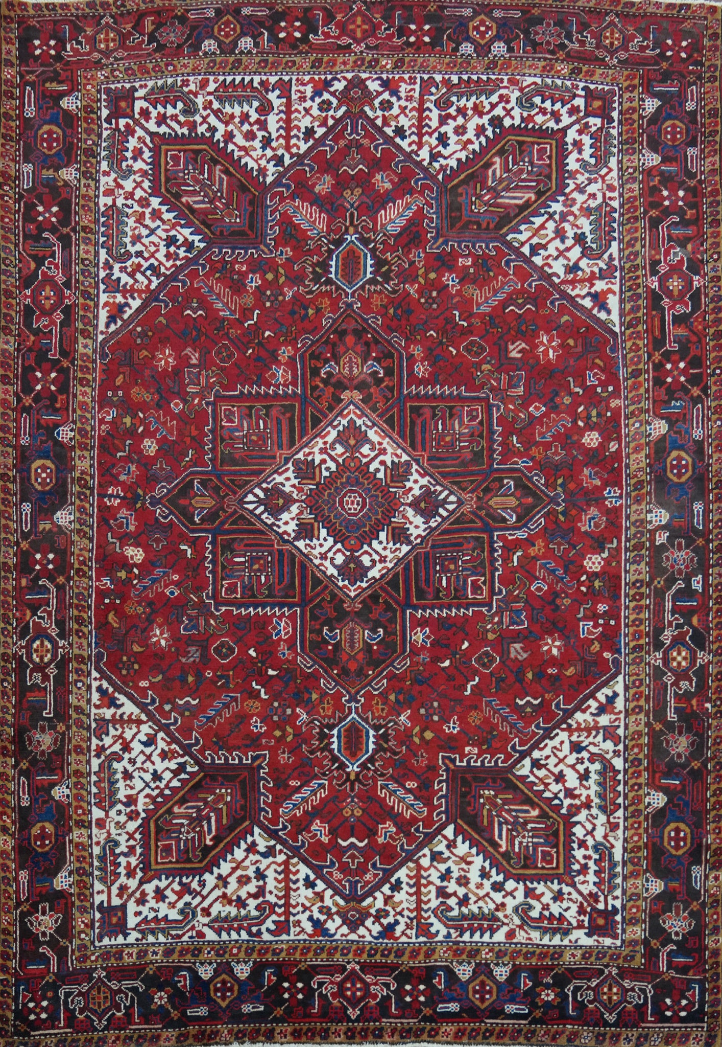 Vintage Geometric Heriz Persian Area Rug 8x10