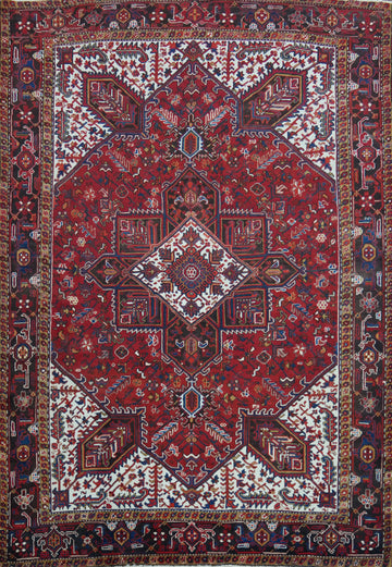 Vintage Geometric Heriz Persian Area Rug 8x10