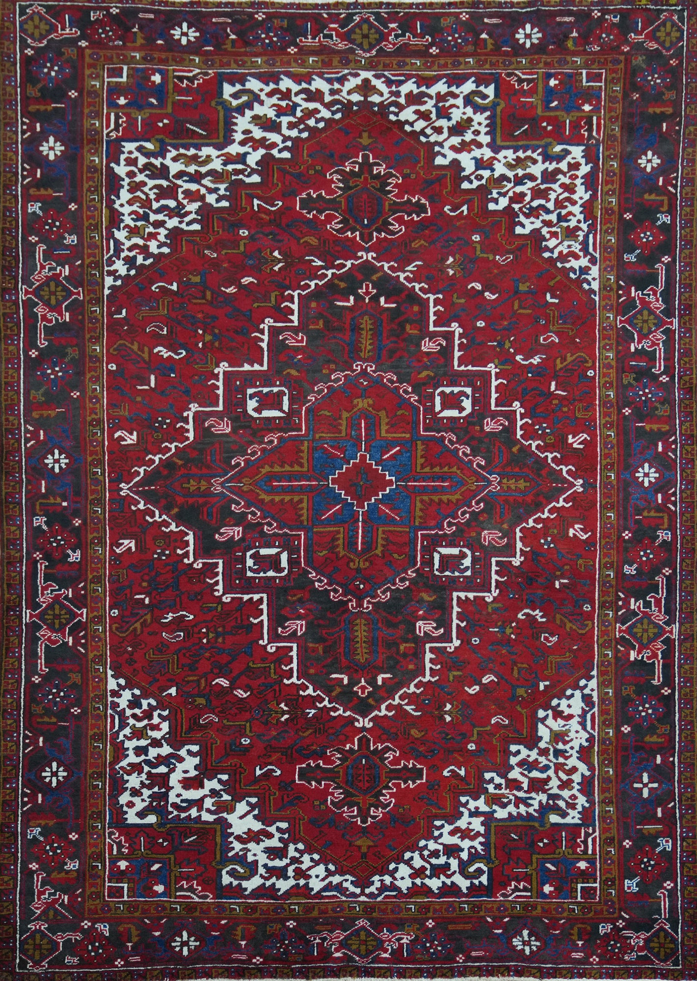 Geometric Red Heriz Persian Area Rug 7x10