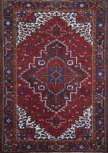 Geometric Red Heriz Persian Area Rug 7x10