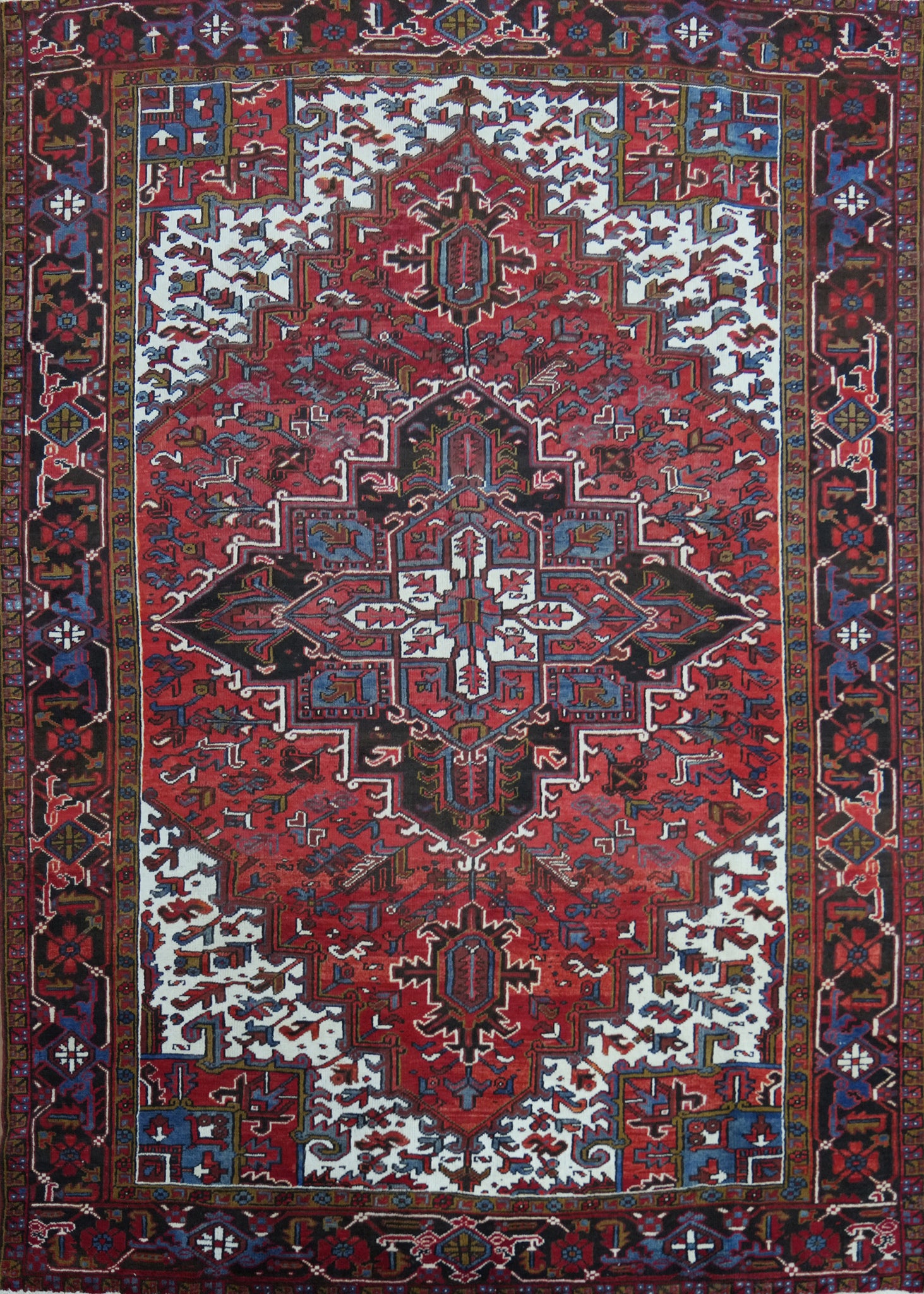 Geometric Wool Heriz Persian Area Rug 7x9