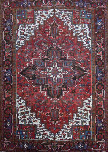 Geometric Wool Heriz Persian Area Rug 7x9